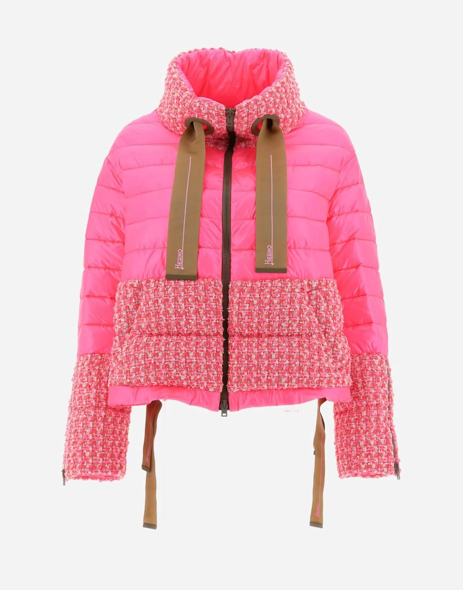 Herno Bomber In Fashion Boucle' E Nylon Ultralight Cammello/Rosa Fluo Online