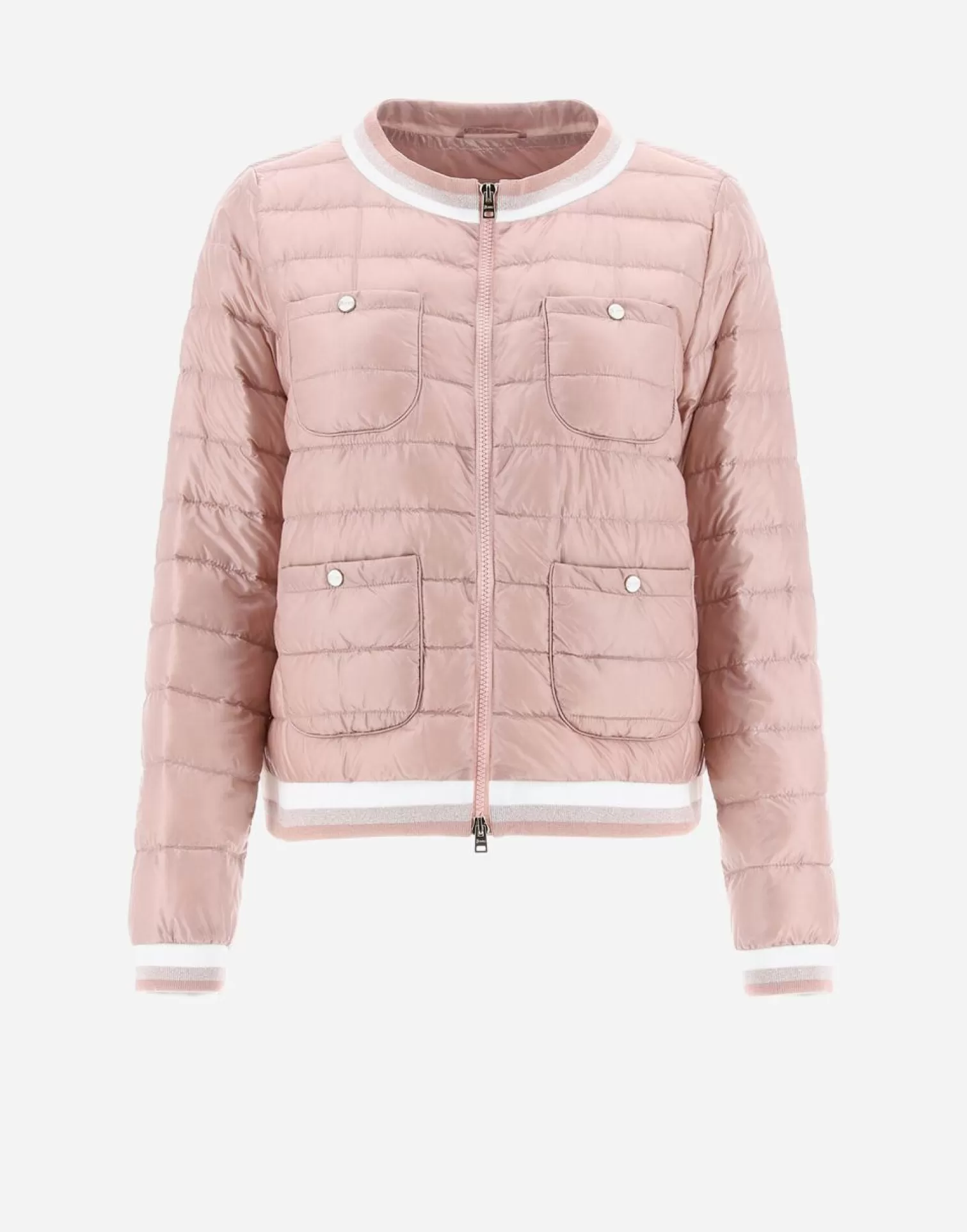 Herno Bomber In Nylon Ultralight E Stripes Knit Rosa Best