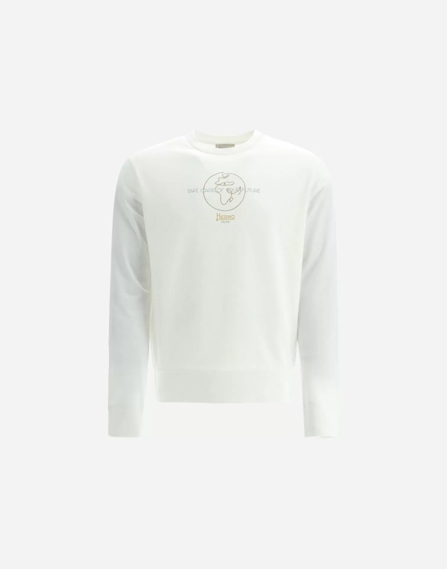 Herno Felpa Online Exclusive Unisex Gots Cotton Heavy Jersey Bianco New