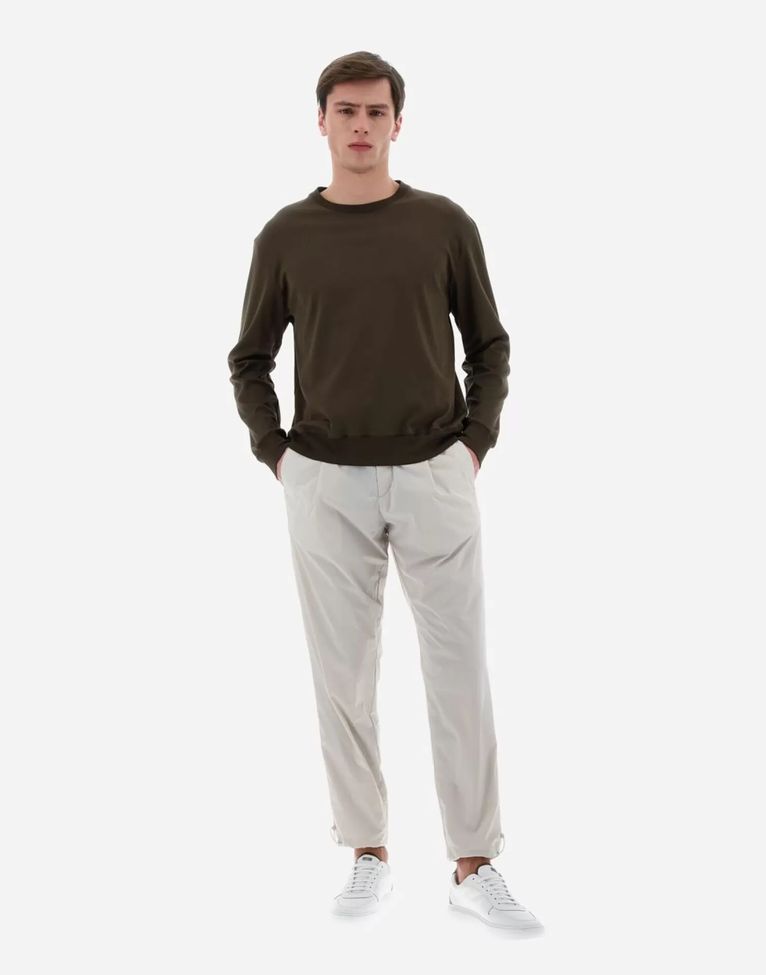 Herno Felpa Resort In Basic Cotton Militare Chiaro Cheap