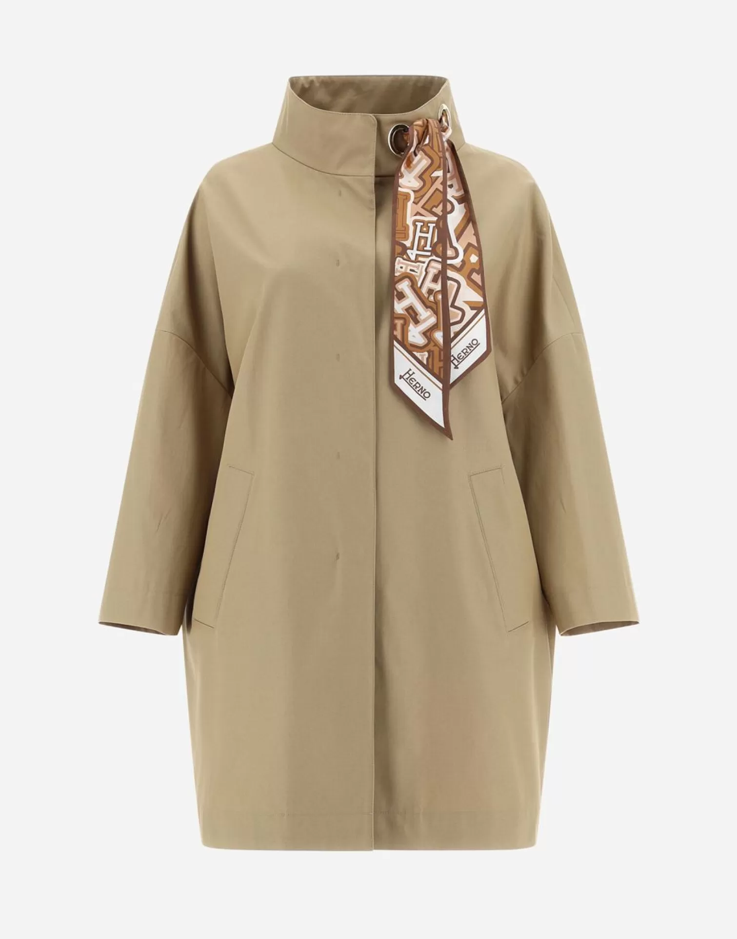 Herno Giaccone In Delon E Foulard Sabbia Shop