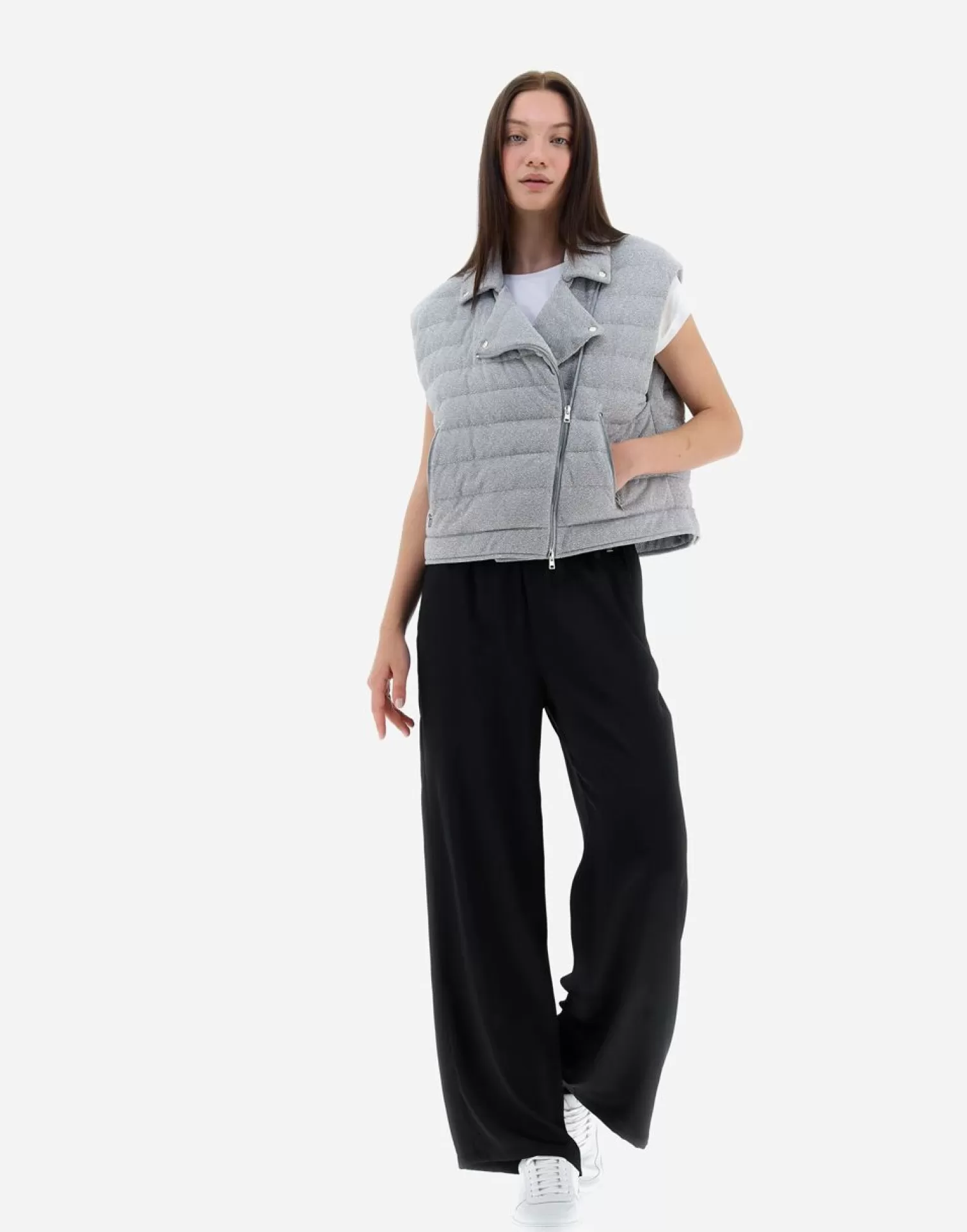 Herno Gilet In Shiny Rock Grigio Perla Clearance