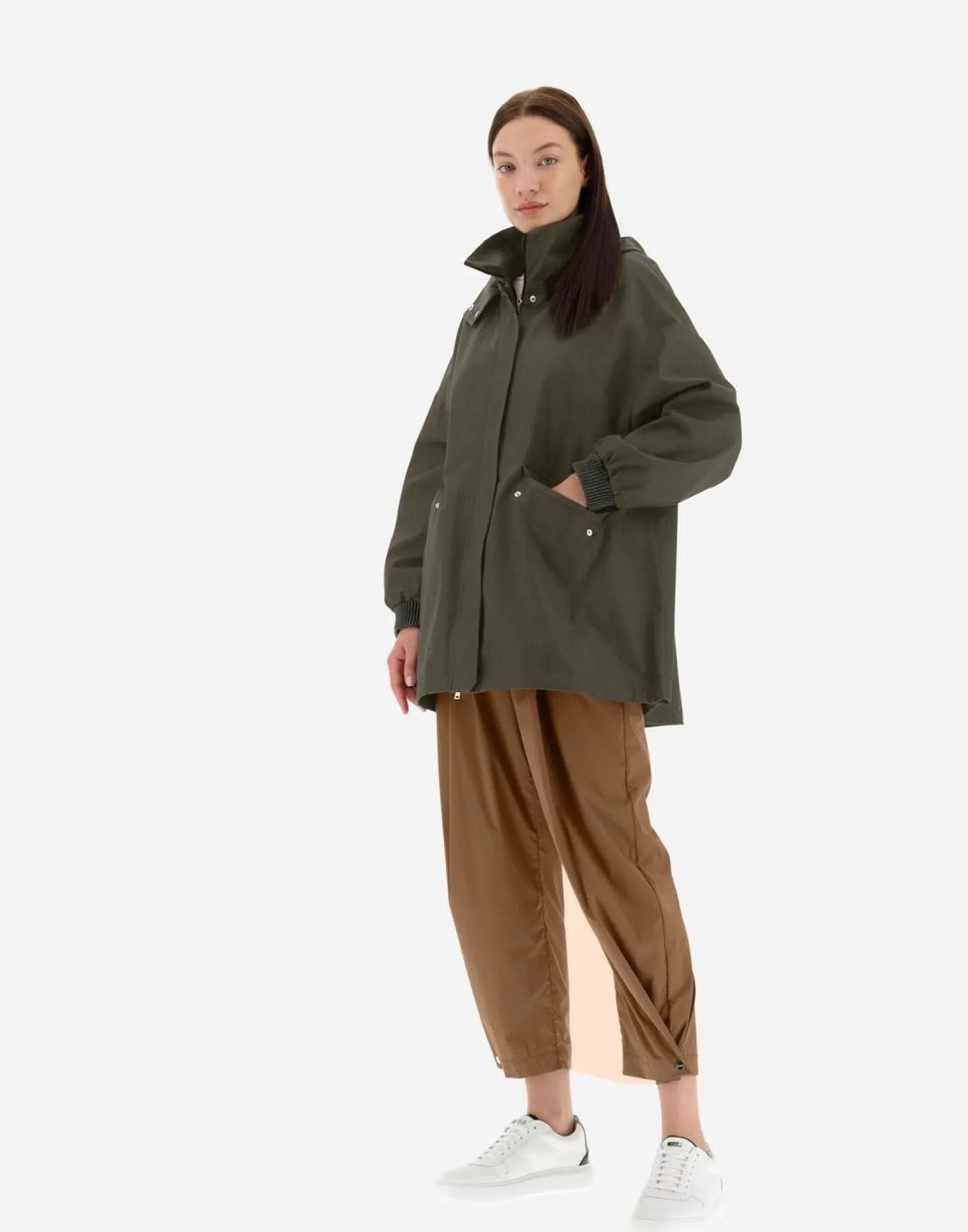 Herno Parka In Delon Militare Chiaro New