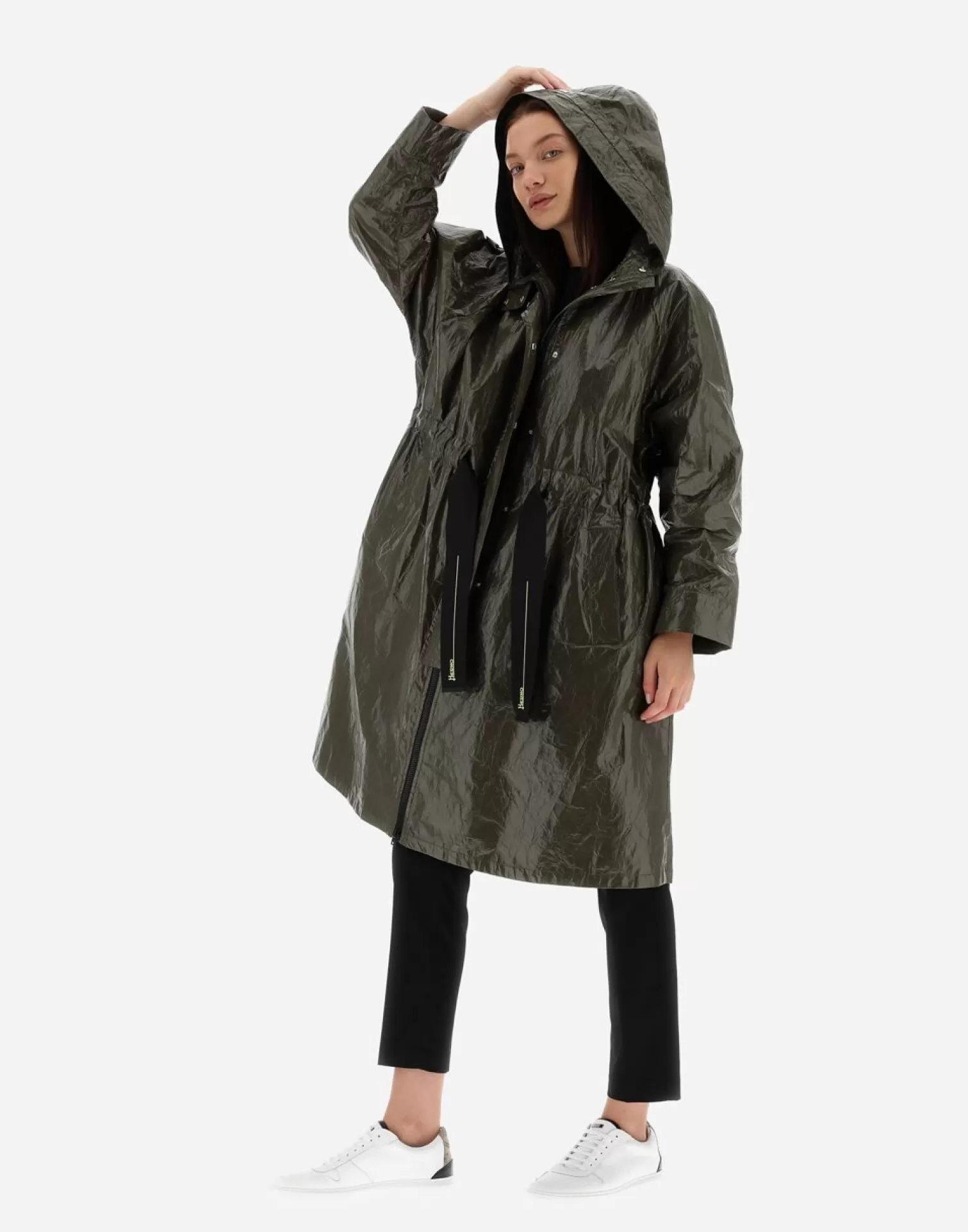 Herno Parka In Techno Paper Militare Chiaro Best