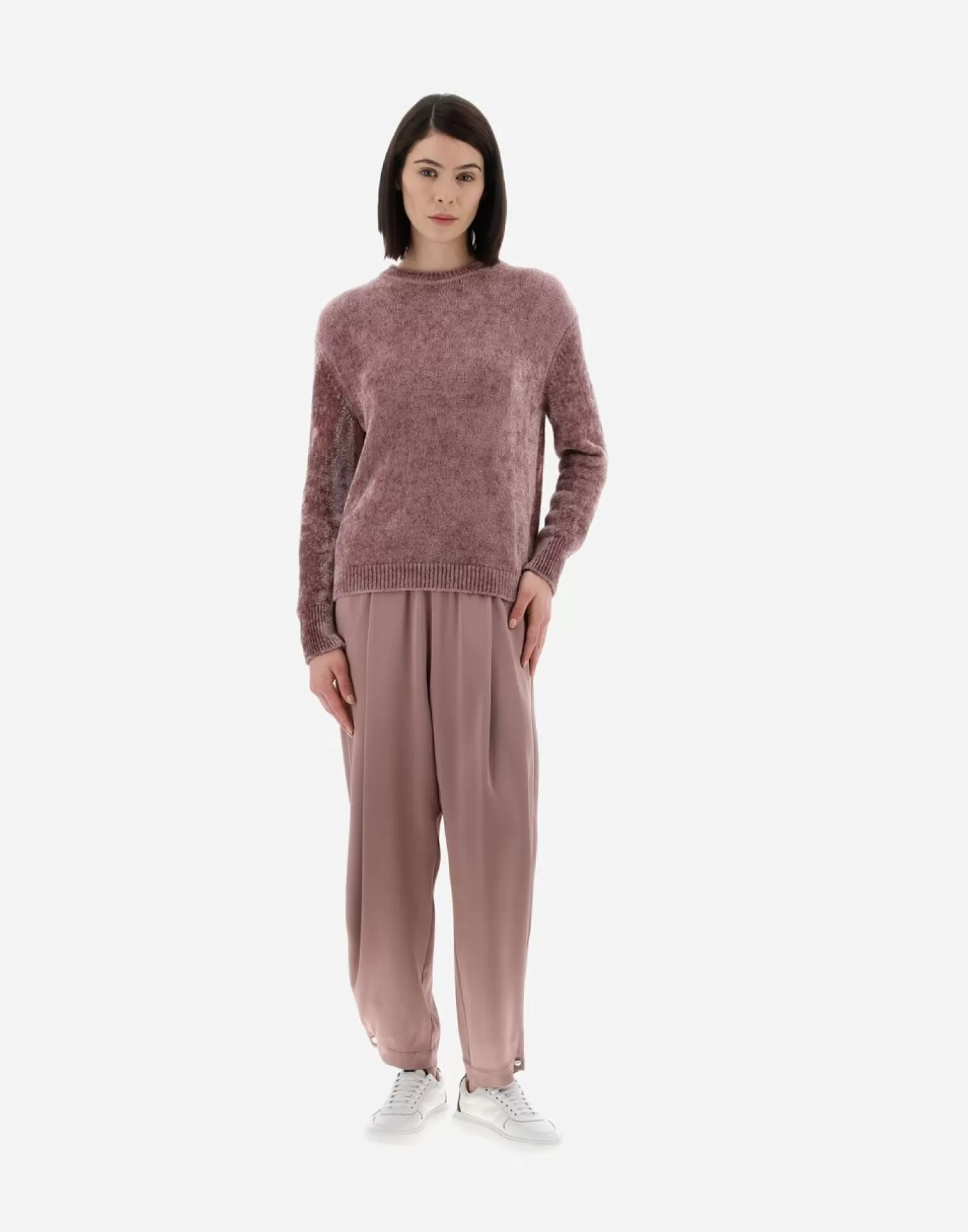 Herno Pullover Resort In Maglia Di Ciniglia Lilla Shop