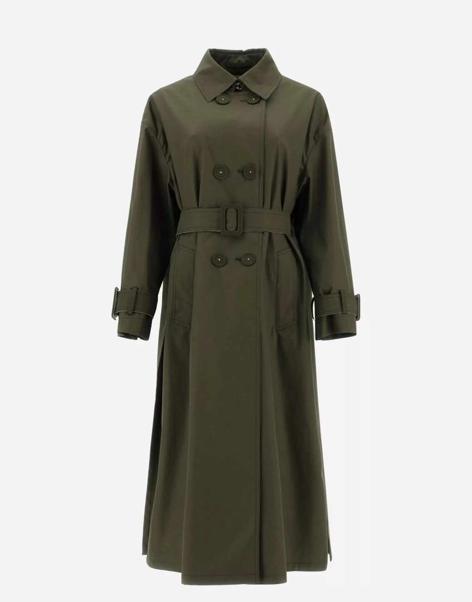 Herno Trench In Delon E Plaster Militare Chiaro New