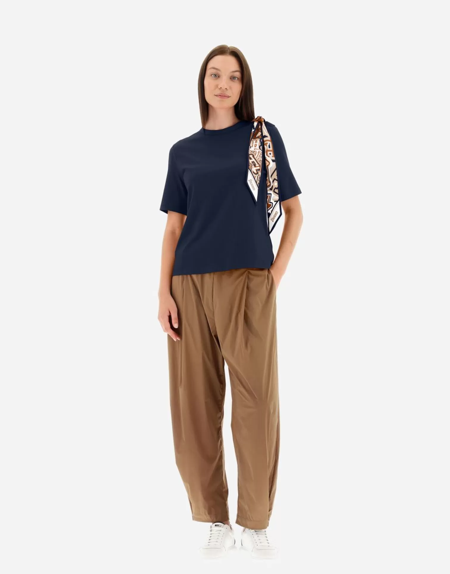 Herno T-Shirt In Superfine Cotton Stretch E Bubble Foulard Blu Navy Sale