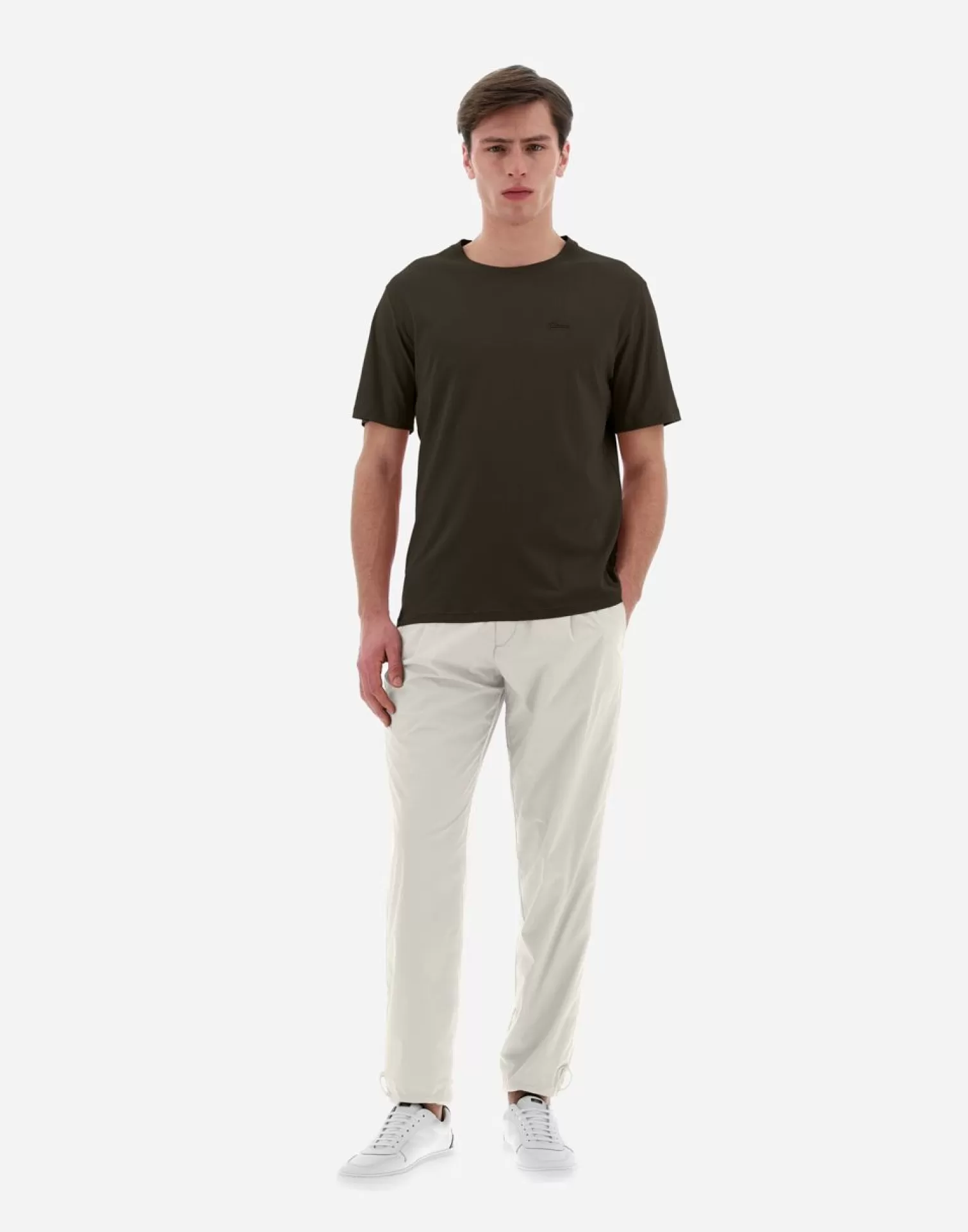 Herno T-Shirt Resort In Basic Cotton Militare Chiaro New